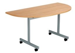 [OETT1470DENDSVBE] One Eighty D-End Tilting Table (FSC) | 1400 X 700 | Beech/Silver | 